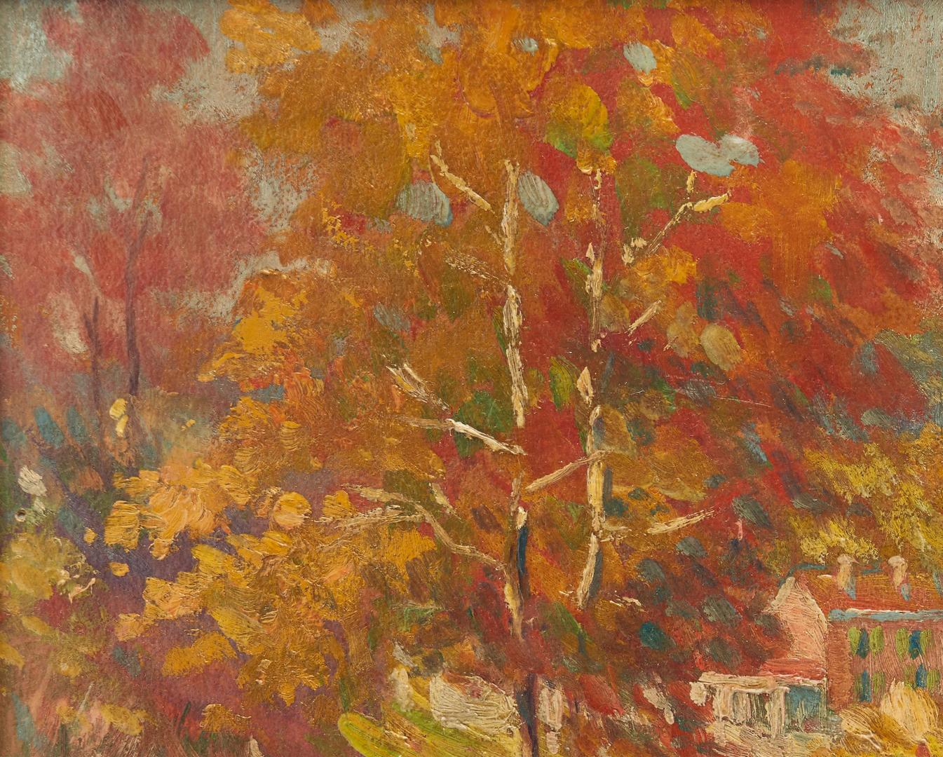 Lot 200: Leon Lippert O/B Painting, Farmhouse in Autumn Landscape