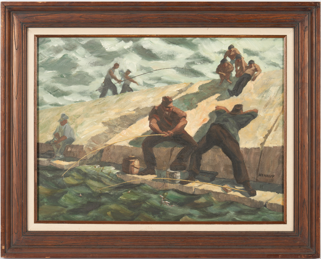 Lot 204: WPA O/B Painting, The Fishermen, Milwaukee