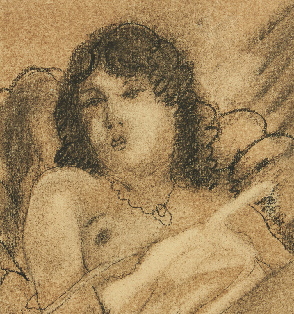 Lot 216: Emil Ganso Drawing of a Reclining Nude Female Nude