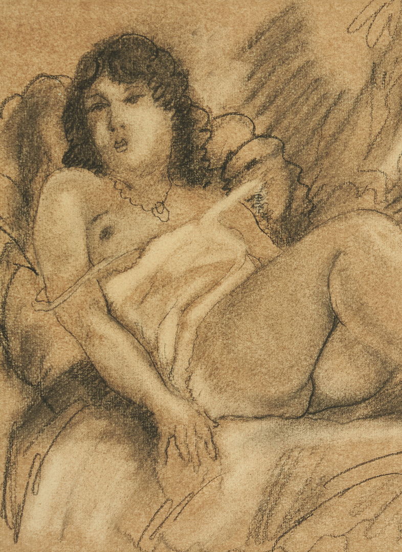 Lot 216: Emil Ganso Drawing of a Reclining Nude Female Nude
