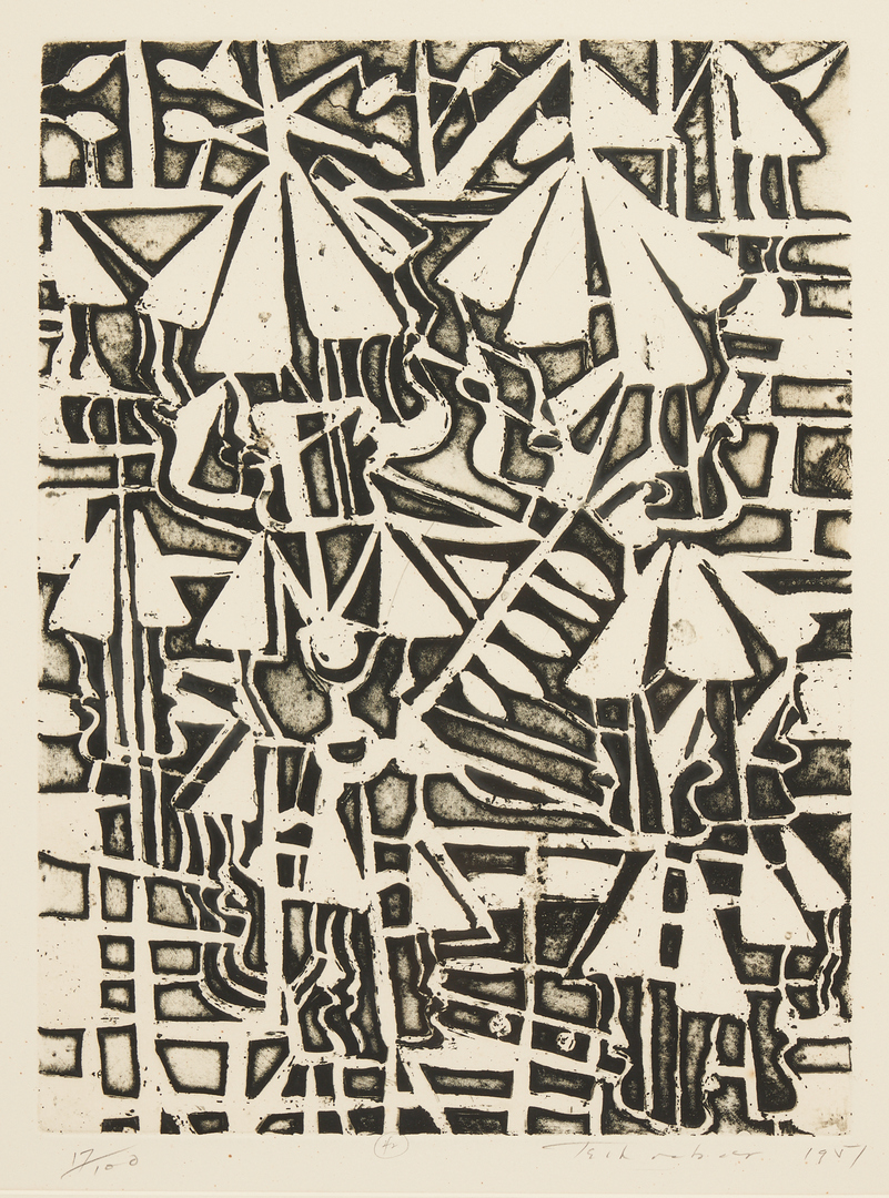 Lot 218: 4 Nahum Tschacbasov Cubo-Surrealistic Abstract Etchings