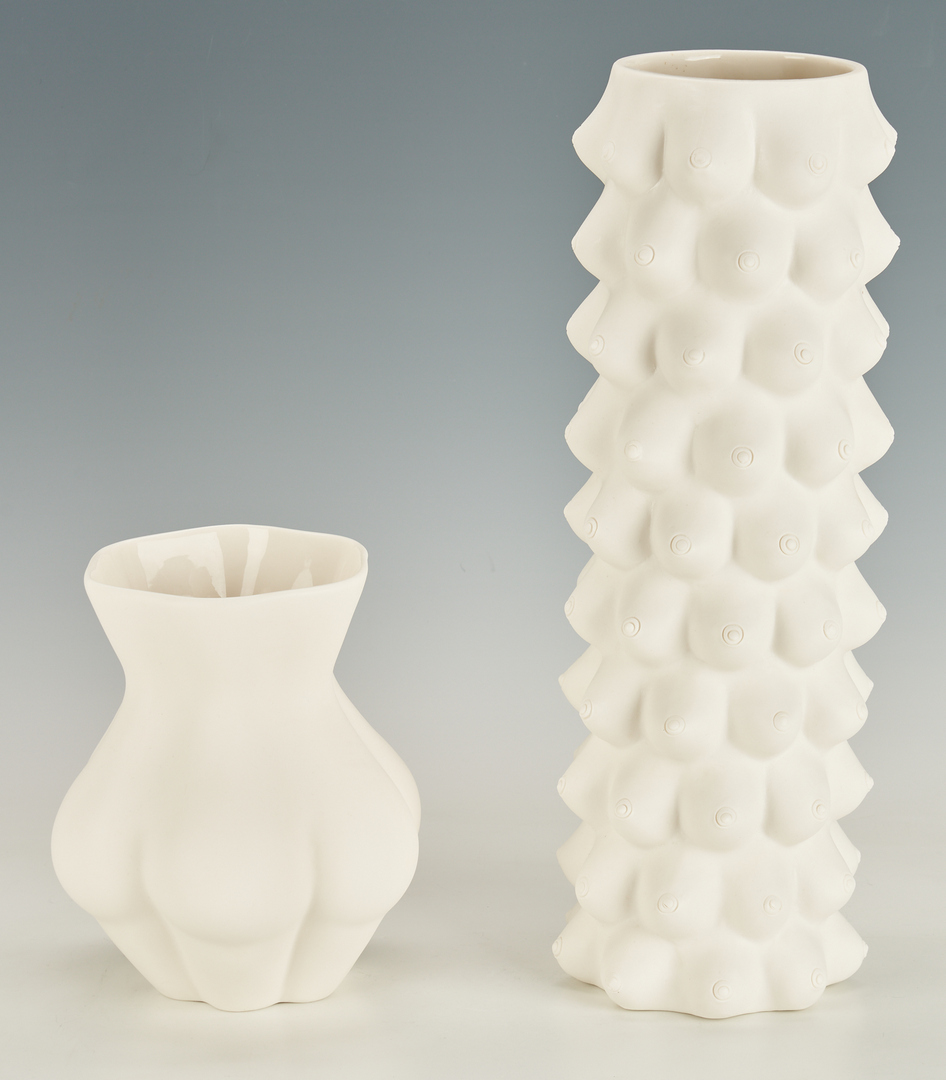 Lot 222: 2 Jonathan Adler White Ceramic Vases