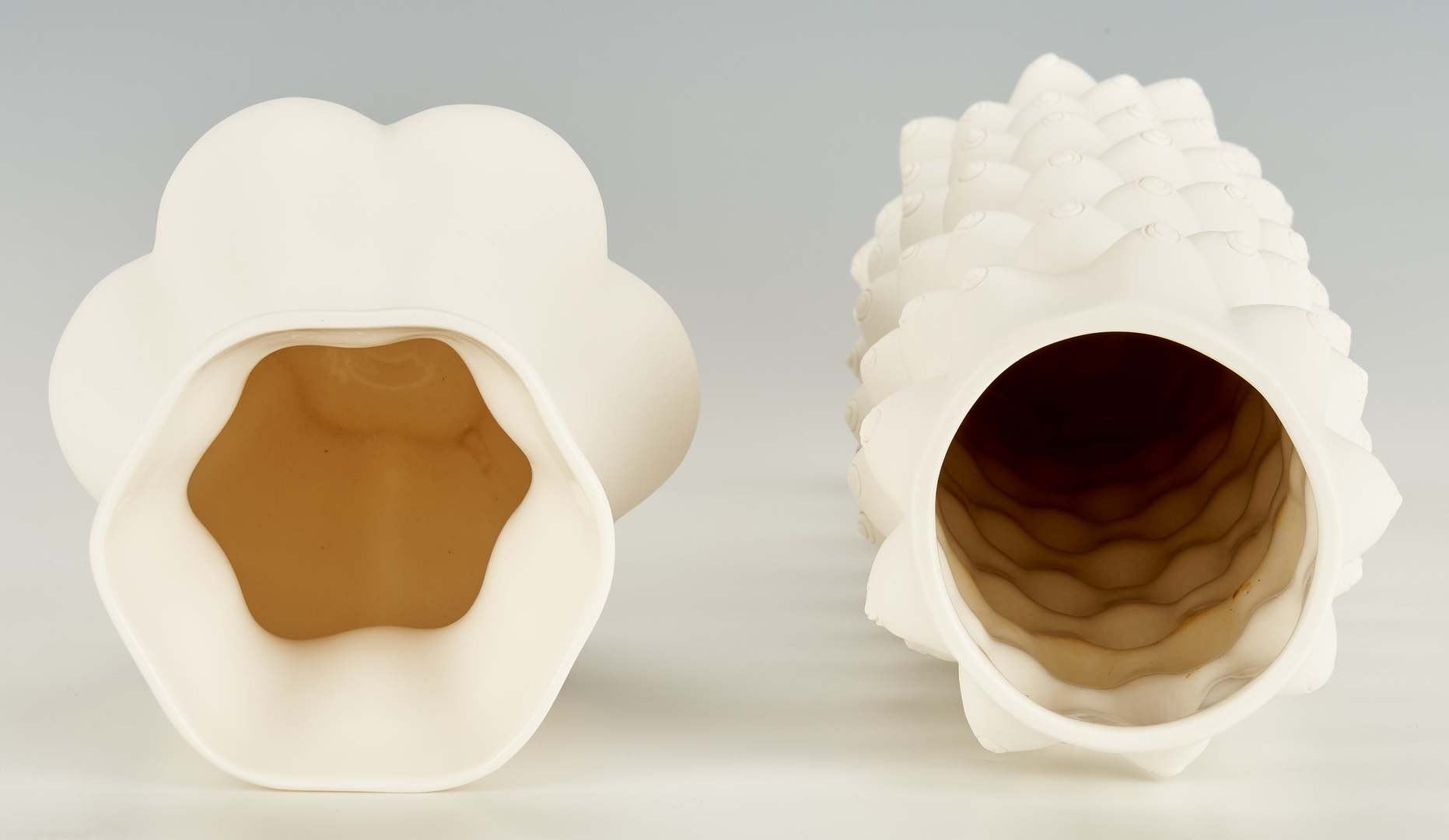 Lot 222: 2 Jonathan Adler White Ceramic Vases