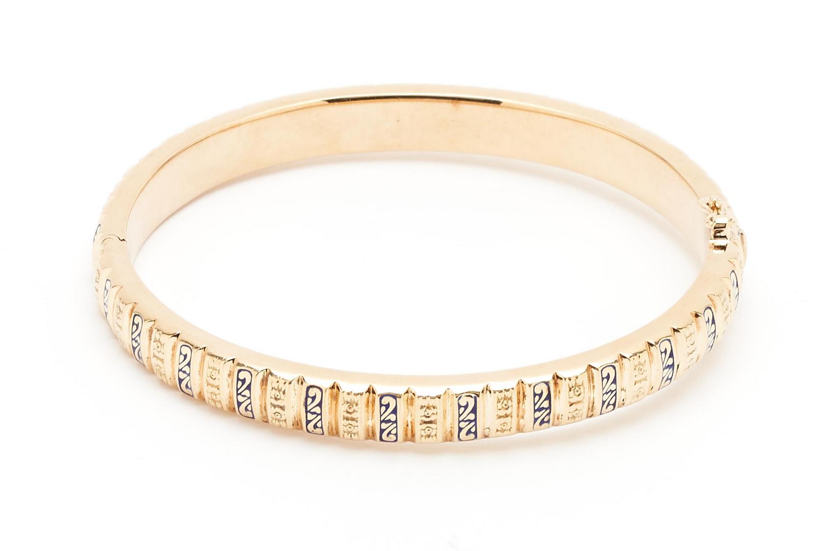 Lot 22: 14K Gold & Enamel Bracelet & 18K Tiffany & Company Pin