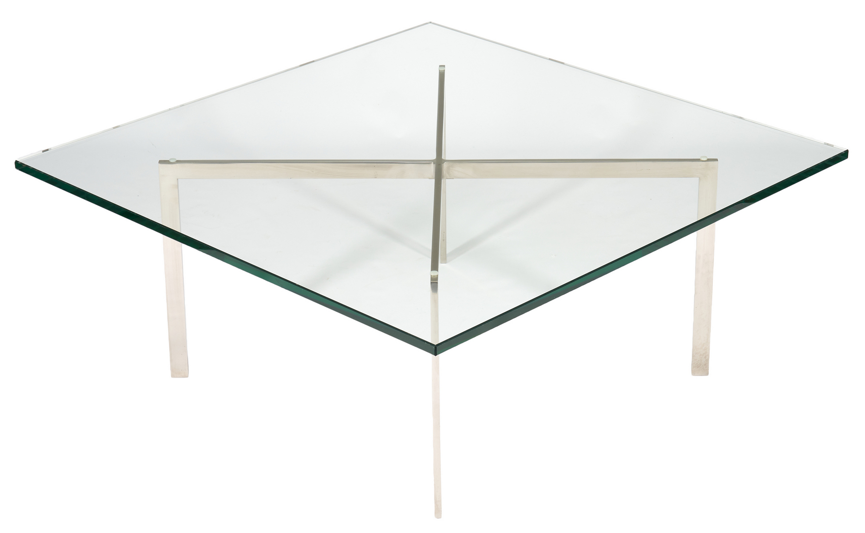 Lot 243: Miles van der Rohe Knoll Barcelona Glass Coffee Table, 2 of 2