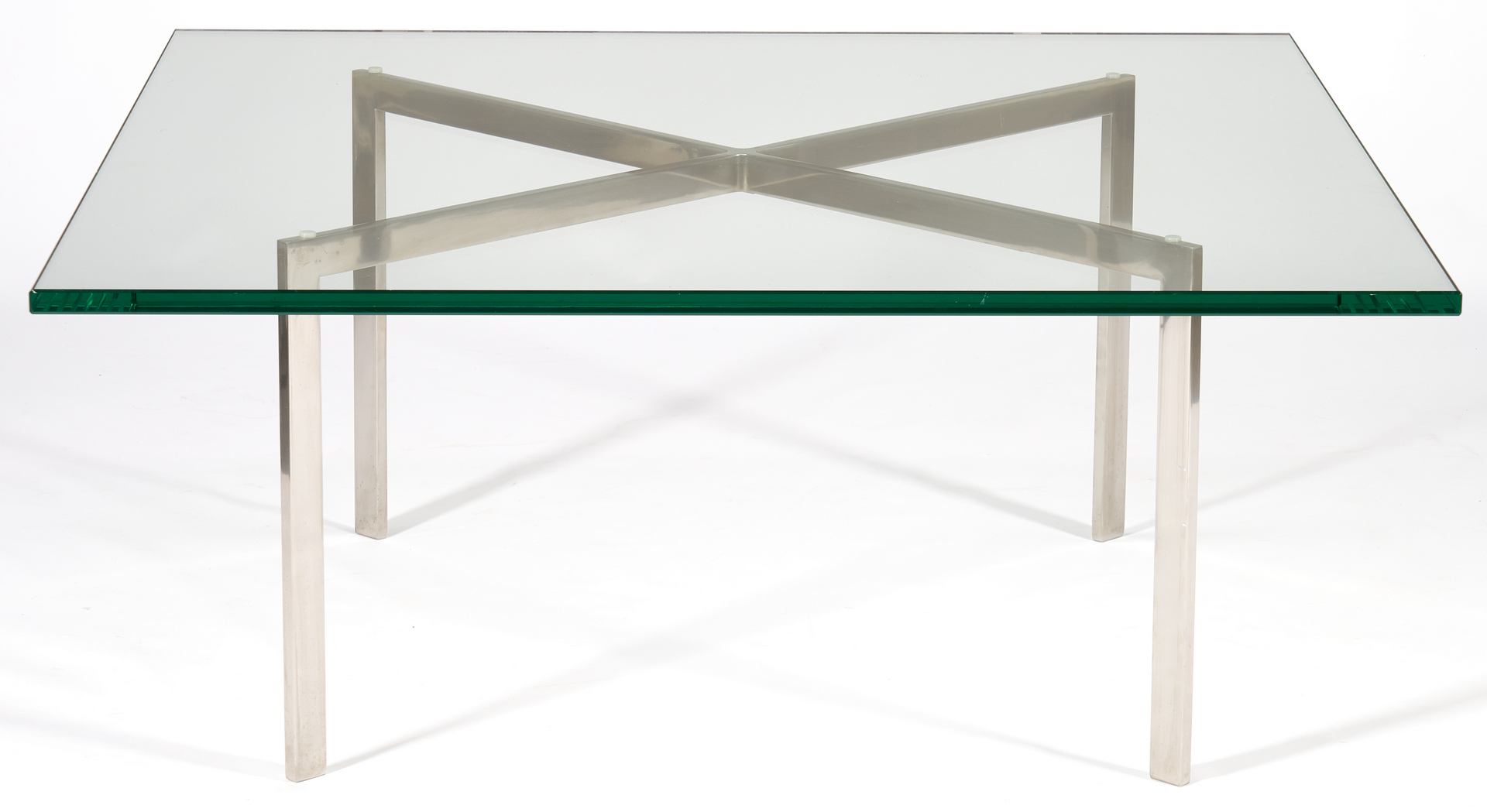 Lot 243: Miles van der Rohe Knoll Barcelona Glass Coffee Table, 2 of 2