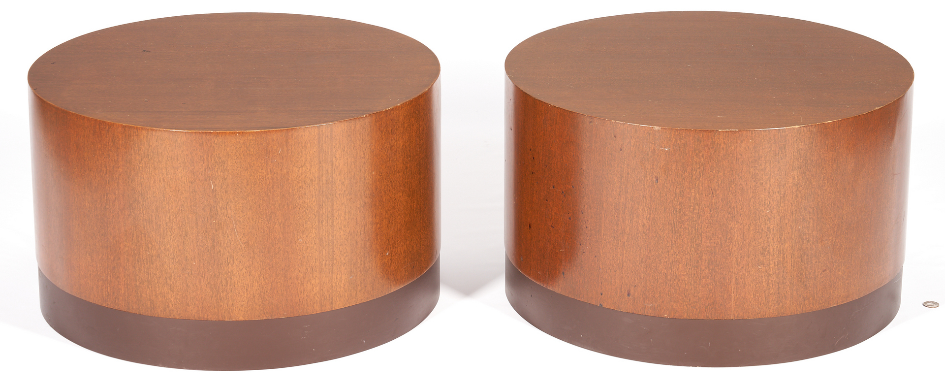 Lot 245: 2 Mid-Century Cylindrical Drum Side Tables