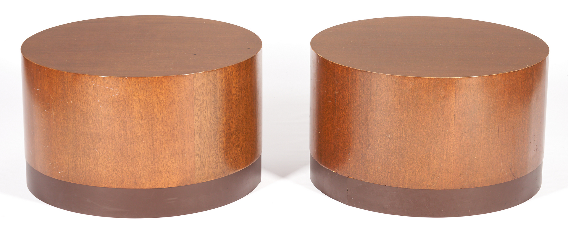 Lot 245: 2 Mid-Century Cylindrical Drum Side Tables
