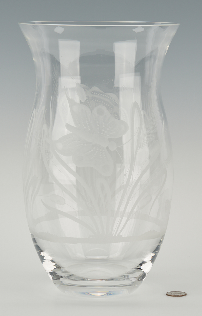 Lot 252: Tiffany & Co. Etched Glass Vase & Steuben Glass Fish