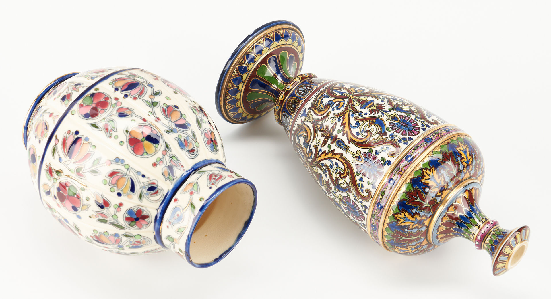 Lot 256: Pair of Hungarian Porcelain Vases