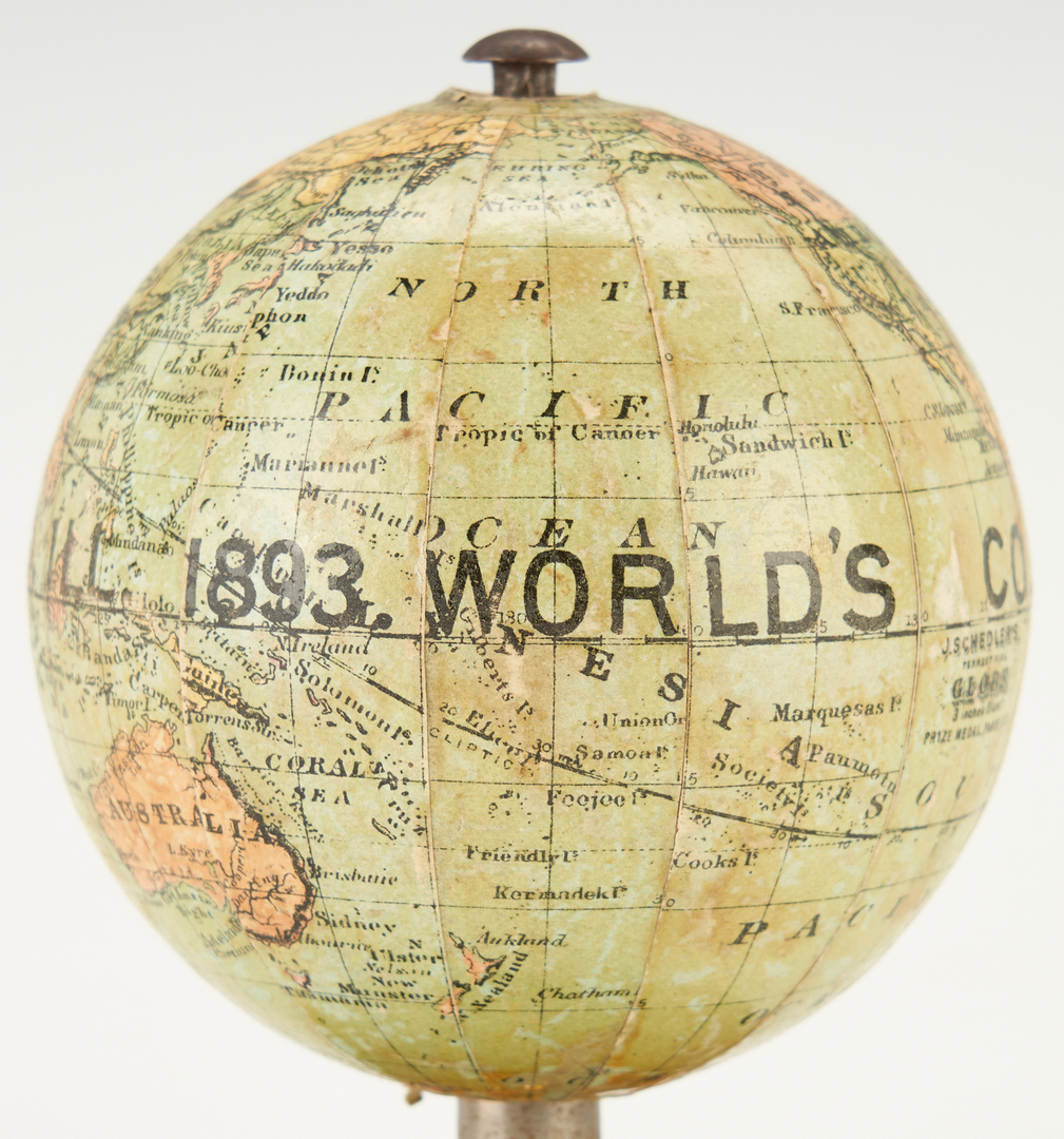 Lot 266: 3 World's Fair Exhibition Souvenir Items inc. Globe, Toleware