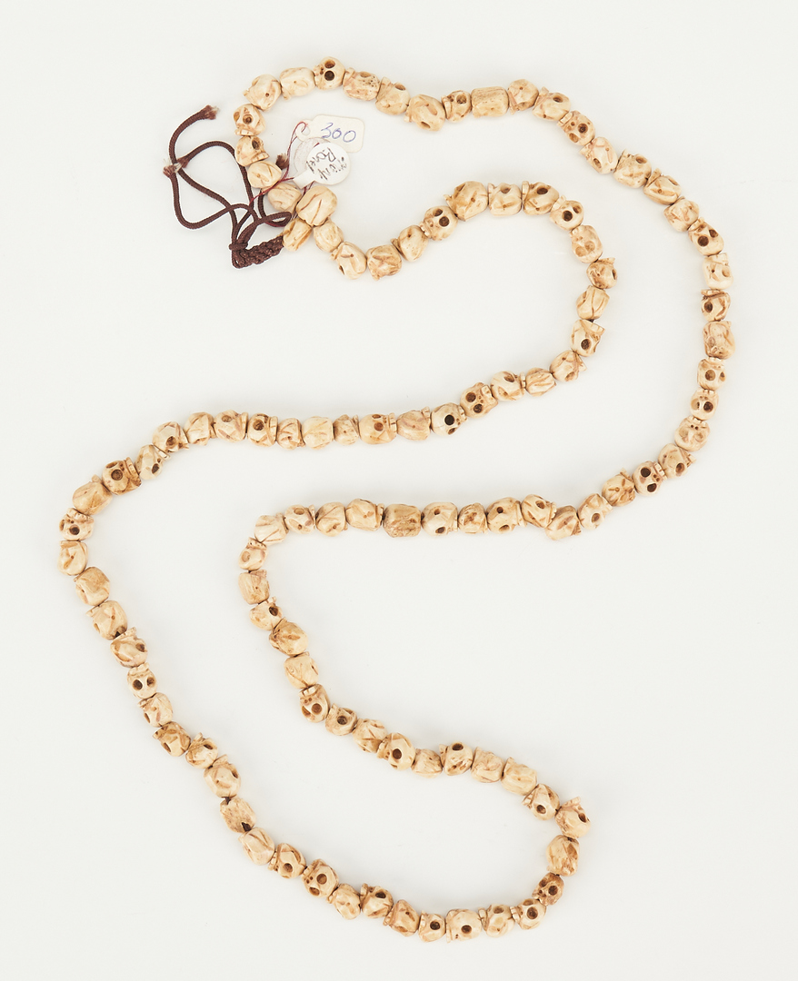 Lot 309: Burmese Naga Conch Fossil Necklace & Asian Prayer Bead Necklace