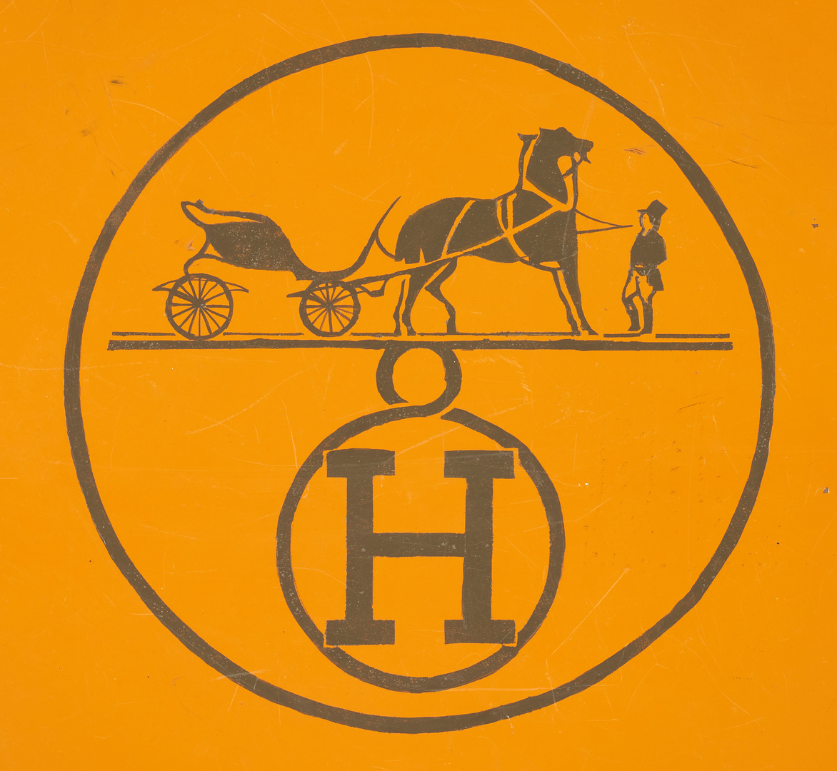 Lot 31: Hermes Orange Tole Logo Tray