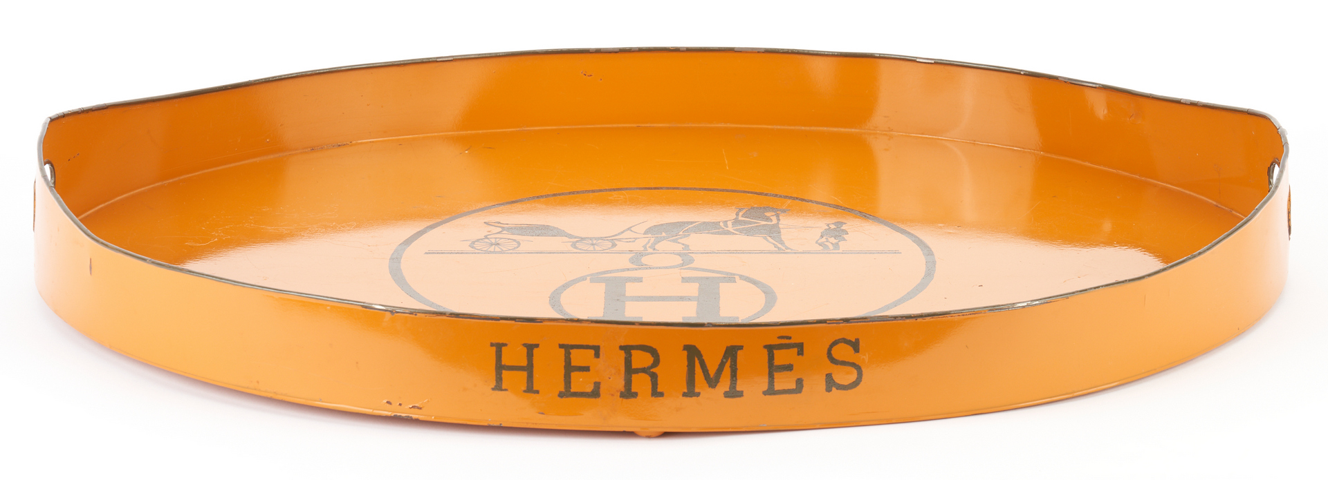 Lot 31: Hermes Orange Tole Logo Tray