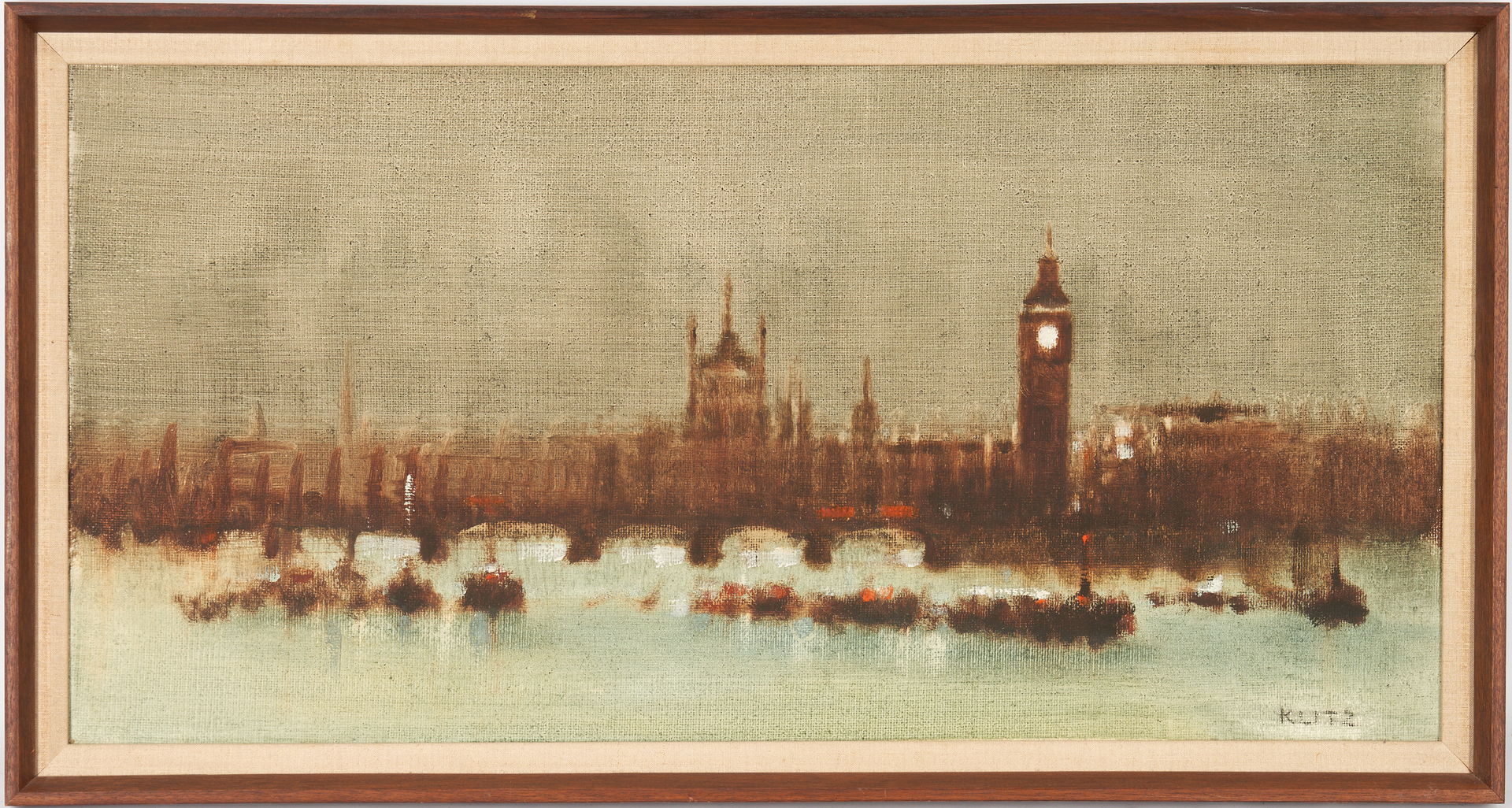 Lot 344: Anthony Klitz Oil Painting, Night at Westminster