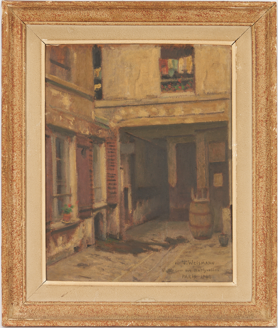 Lot 346: 2 Jacques Weismann Oil Paintings, Interior and Courtyard
