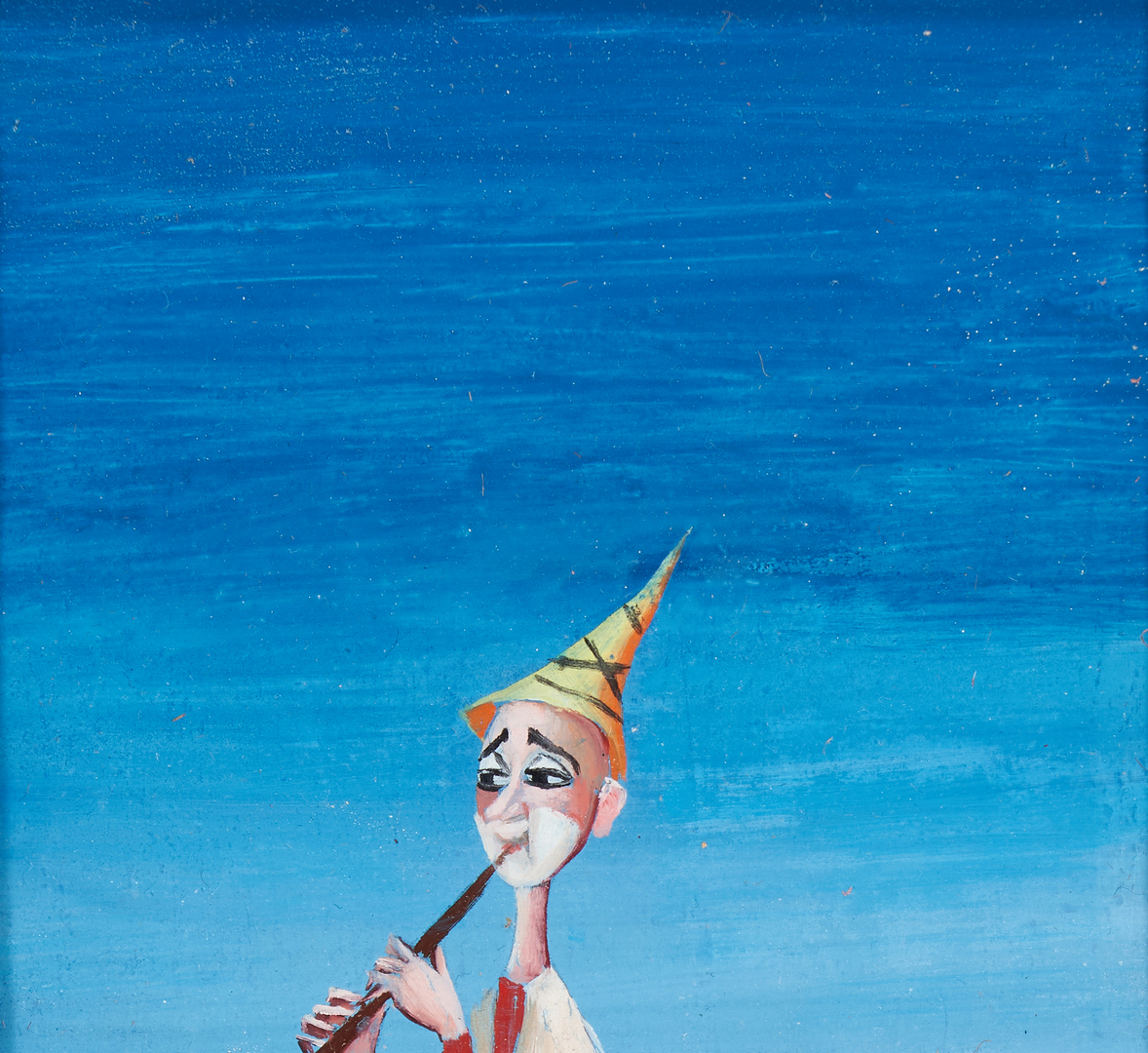 Lot 349: 2 Attr. Carlo Canevari Surrealist Clown Paintings, Signed "Pucci"