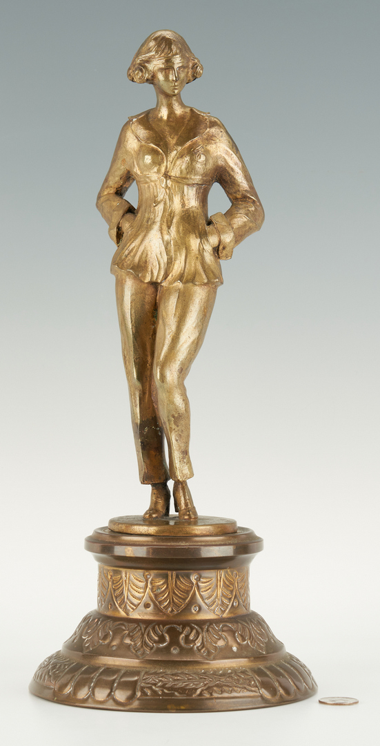 Lot 352: J. Malet Bronze Figure, Woman in Pants