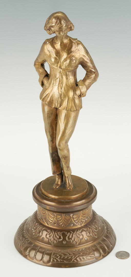 Lot 352: J. Malet Bronze Figure, Woman in Pants