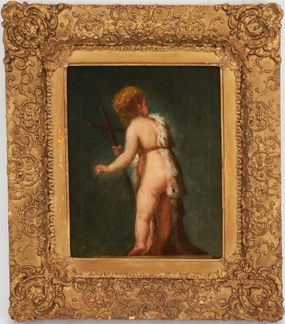 Lot 353: Italian School O/C, Painting of a Putto