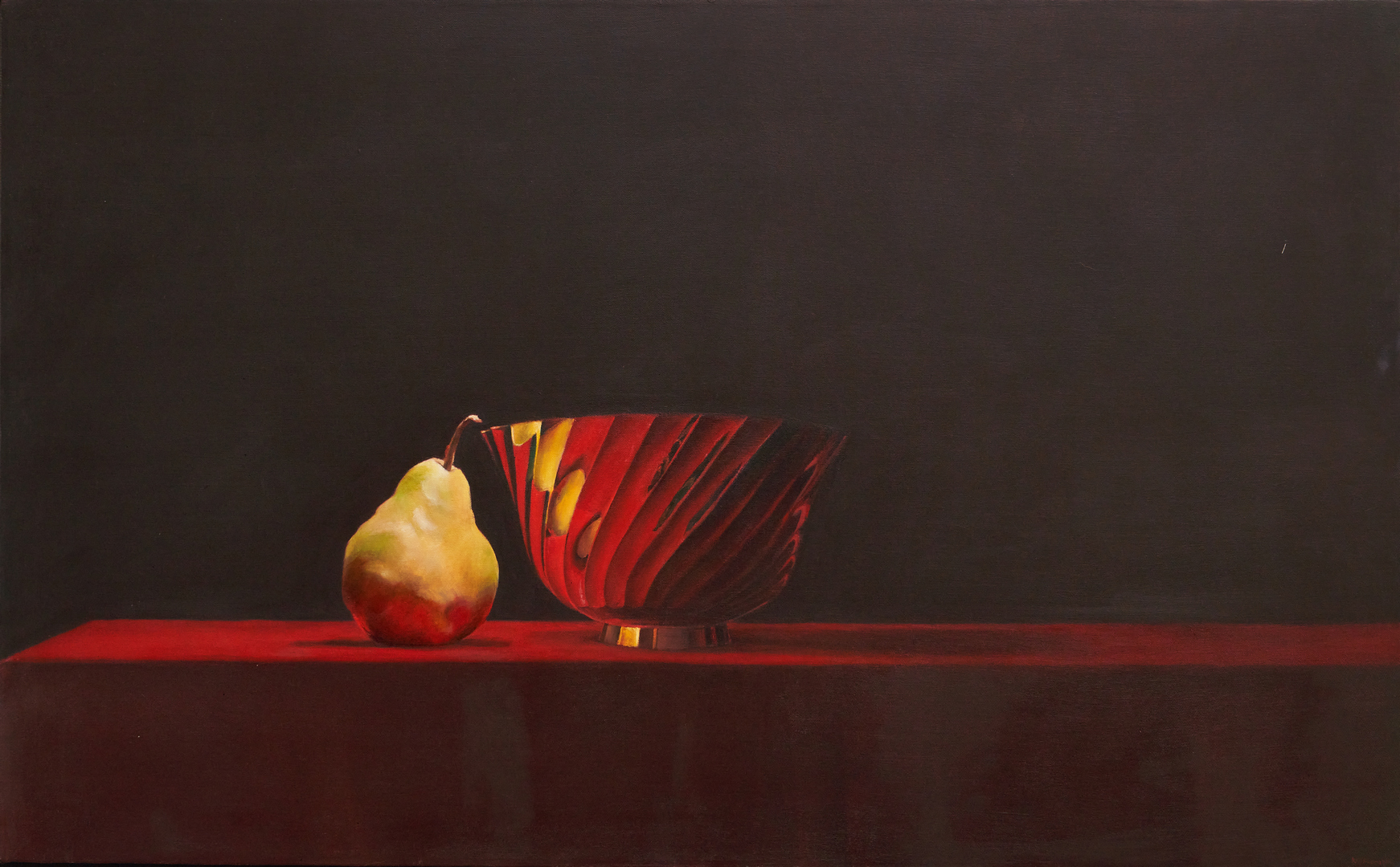 Lot 357: Ray Kleinlein O/C Still Life with Pear & Gold Bowl