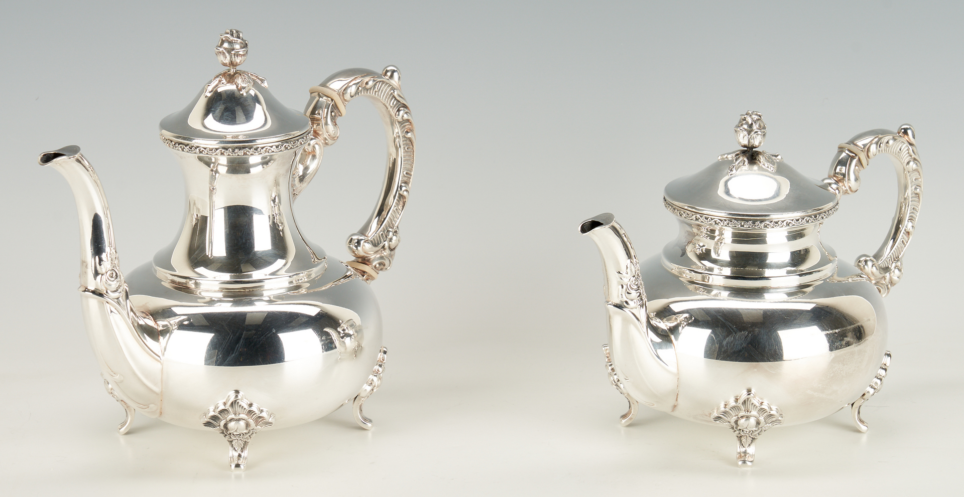 Lot 35: Emil Hermann Sterling Silver Tea Set plus shakers, fork, and tray