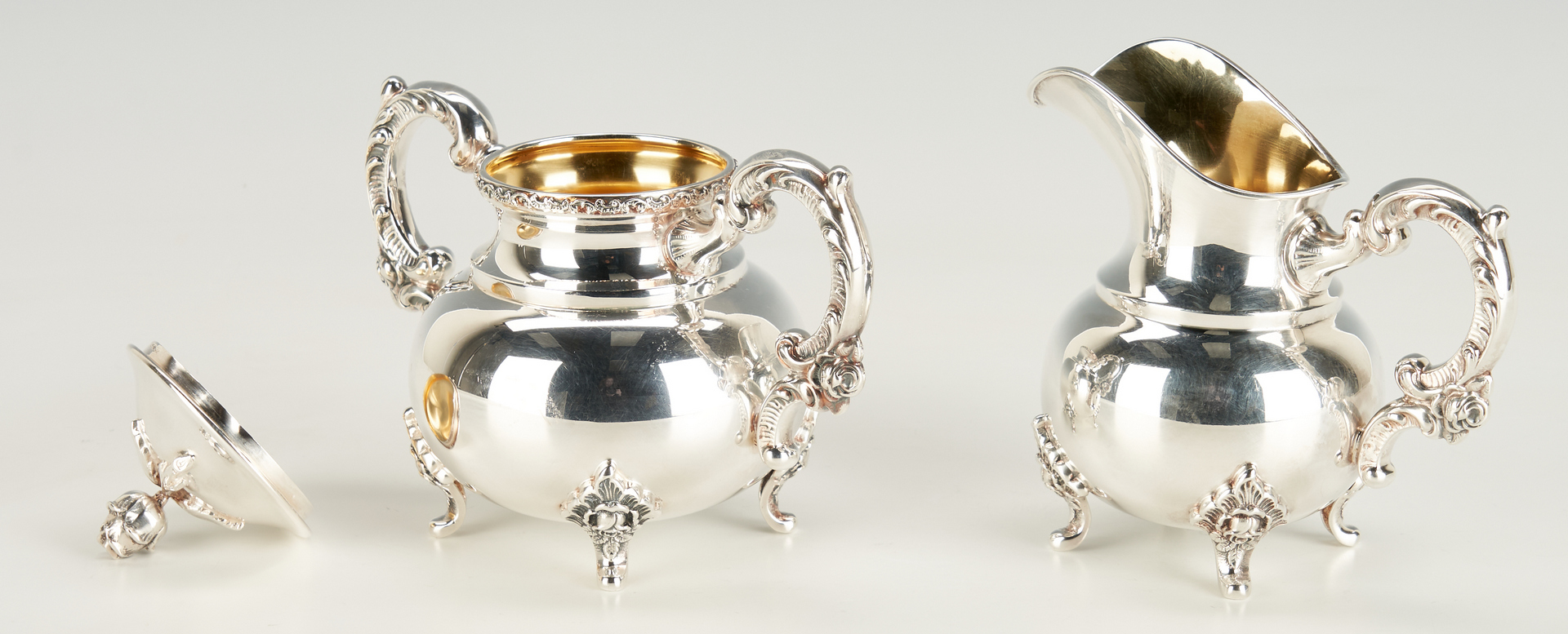 Lot 35: Emil Hermann Sterling Silver Tea Set plus shakers, fork, and tray