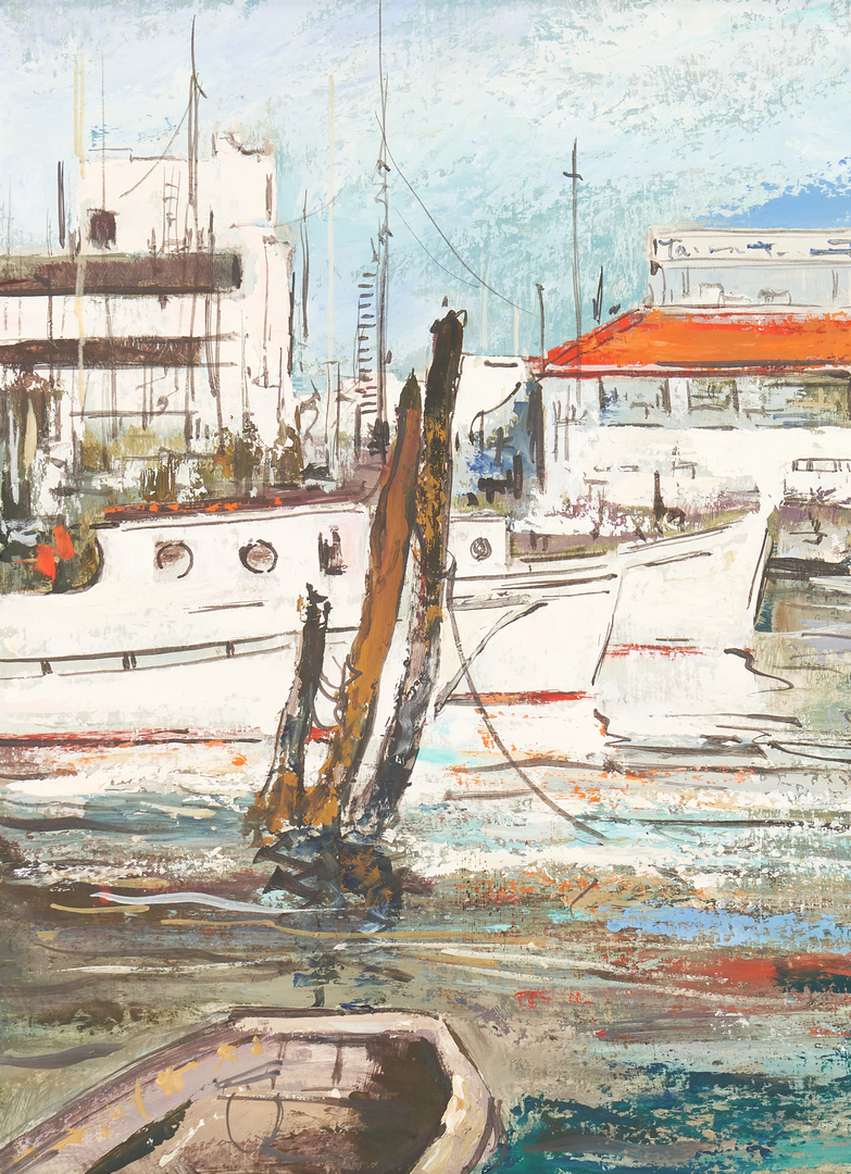 Lot 369: George Schwacha O/B, Harbor Scene Painting