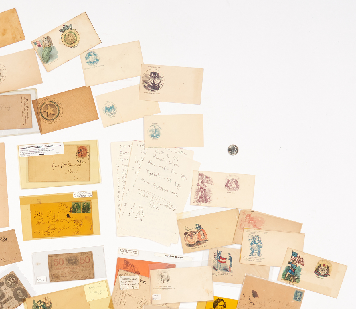 Lot 386: Civil War Postal Covers & Currency, incl. Jefferson Davis handwritten endorsement