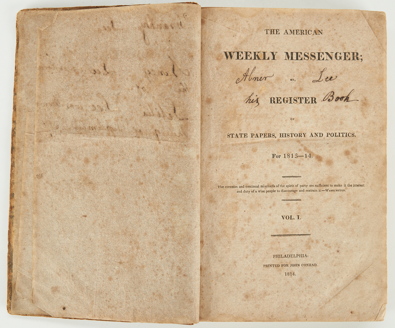 Lot 389: 2 Books: Pedigrees of Yorkshire Families and 1813 American Weekly Messenger