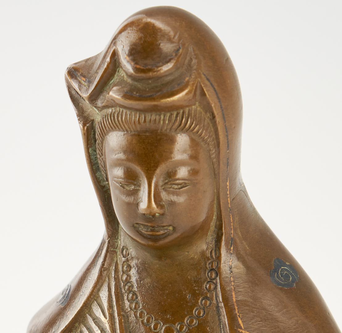 Lot 3: Inlaid Chinese Bronze Guanyin