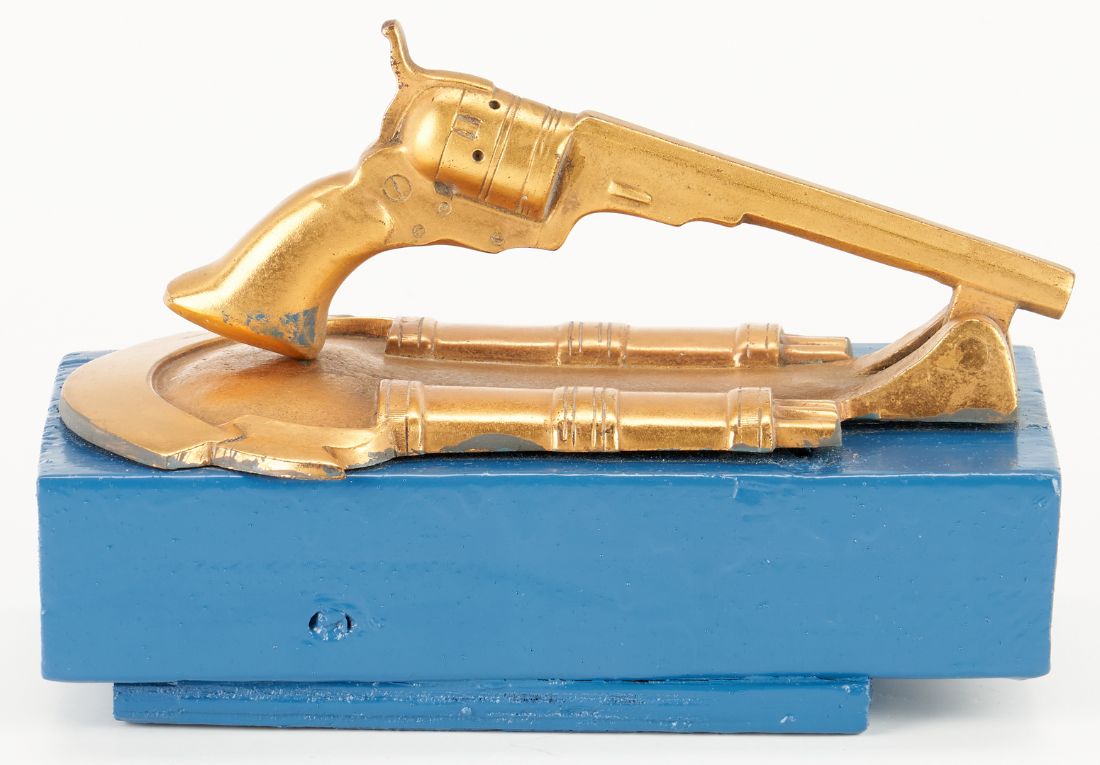 Lot 400: Brass Pistol Door Knocker & Espuela Grande Style Spurs, 6 items
