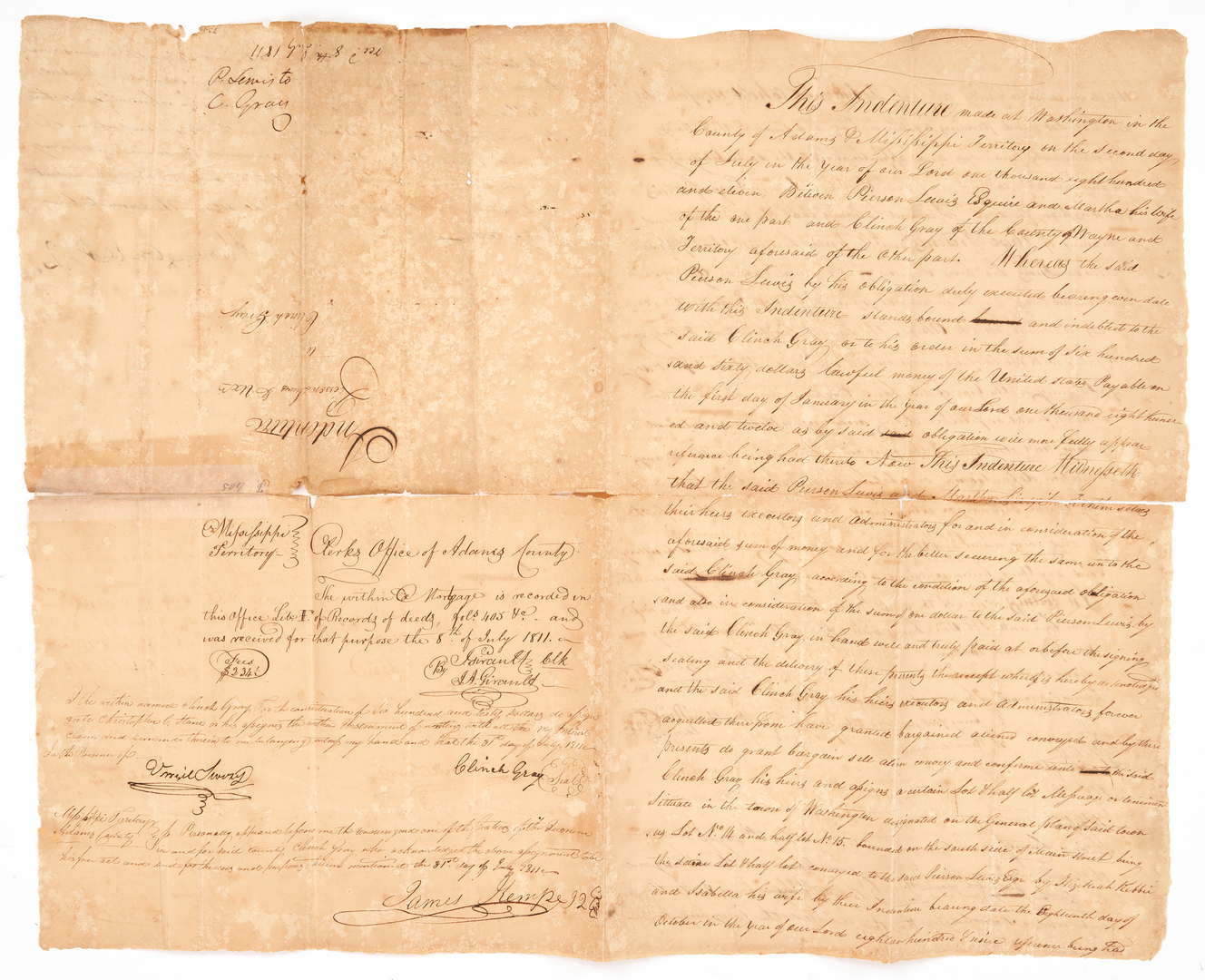Lot 401: 2 TN and MS Signed Docs, incl. Govs. Carroll & Cannon, 4 items