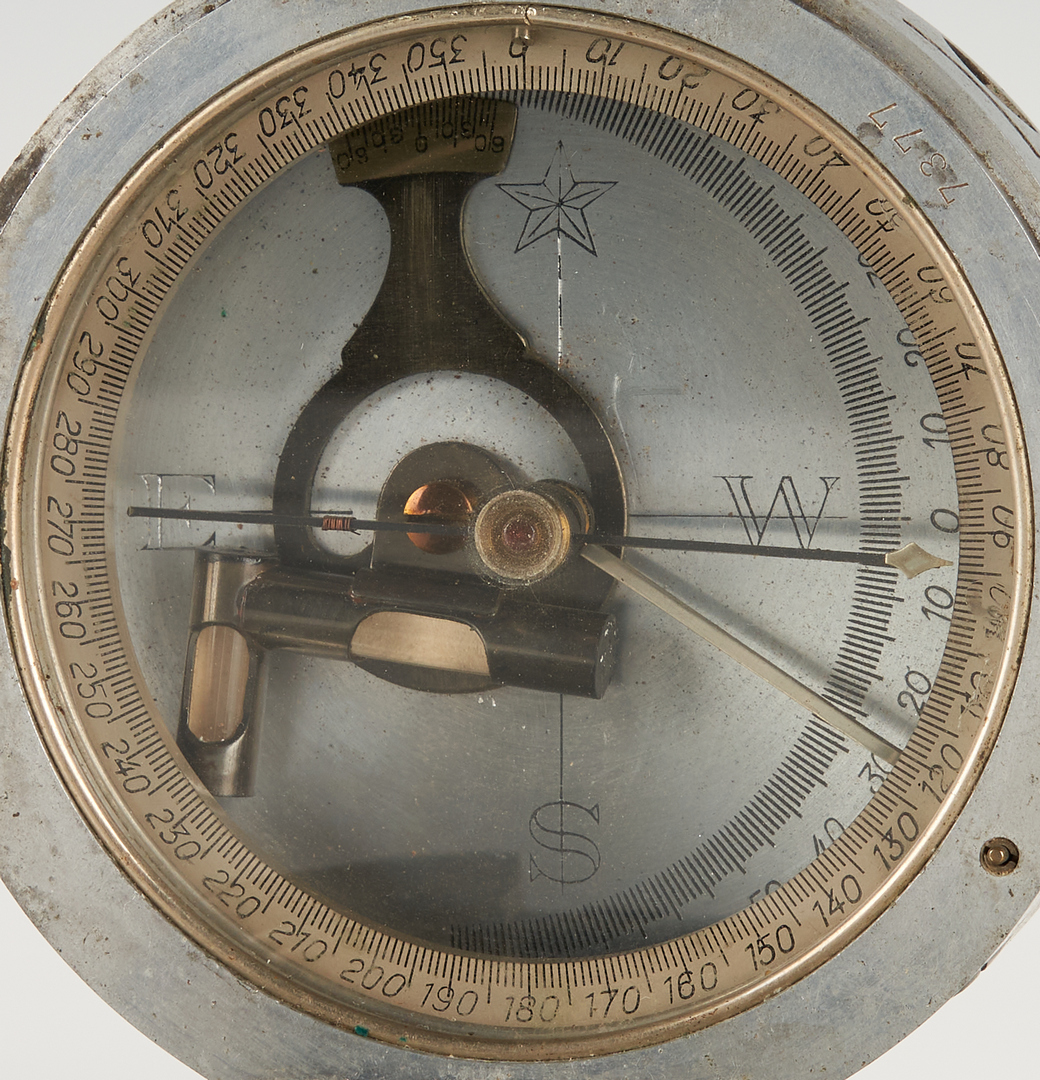 Lot 410: 6 Items, Incl. J. R. Williams Art, L & N Railroad, and D. W. Brunton's Transit Compass and Case