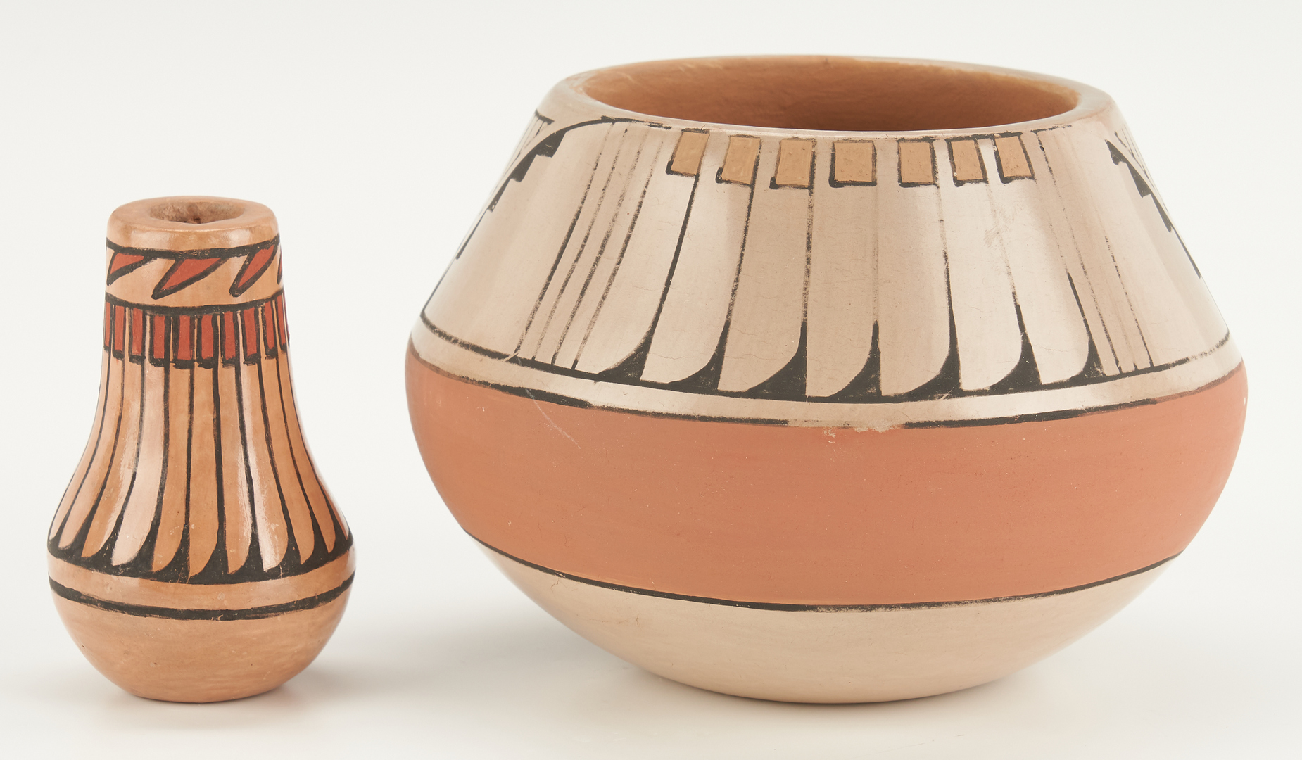 Lot 421: 2 Native American Southwest Pottery Jars incl. Blue Corn & Robert Chee Gouache