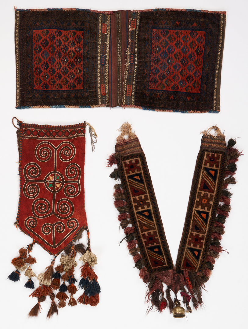 Lot 428: Saddle Bag, Turkmen Hanging, & Camel Collar, 3 Pcs.
