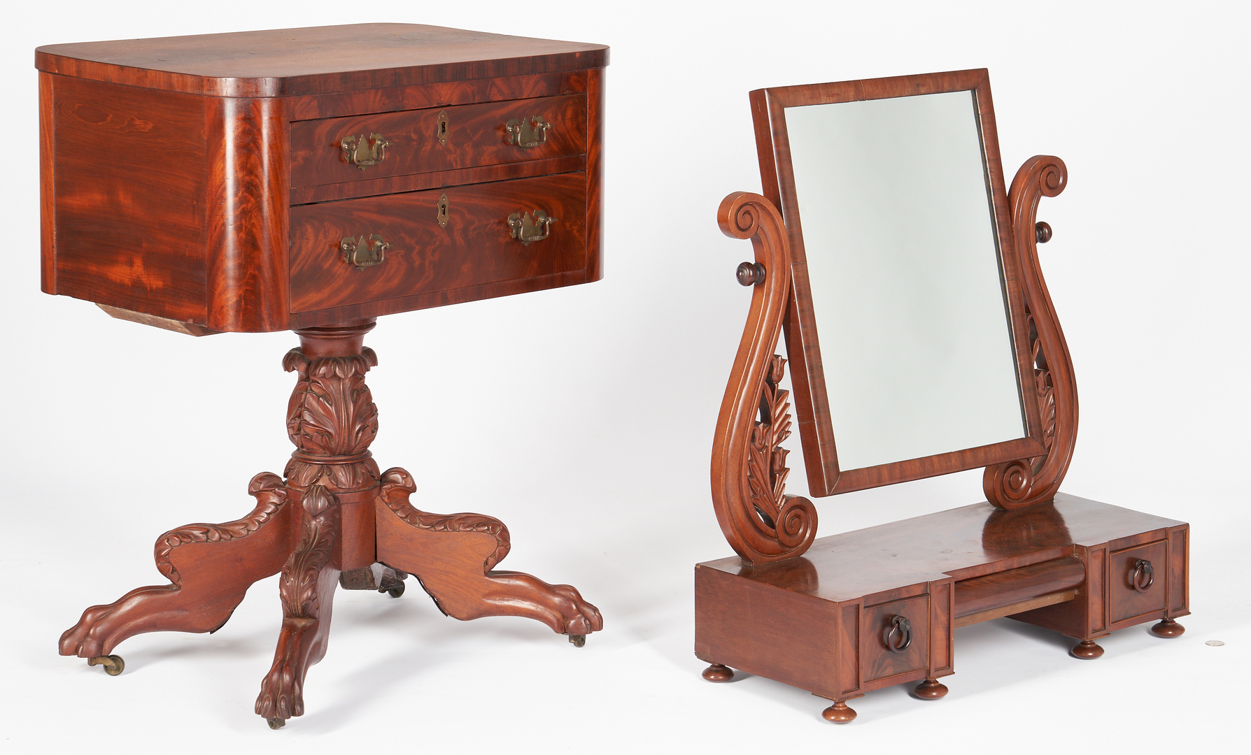 Lot 438: Classical Work Table & Dressing Mirror, 2 items
