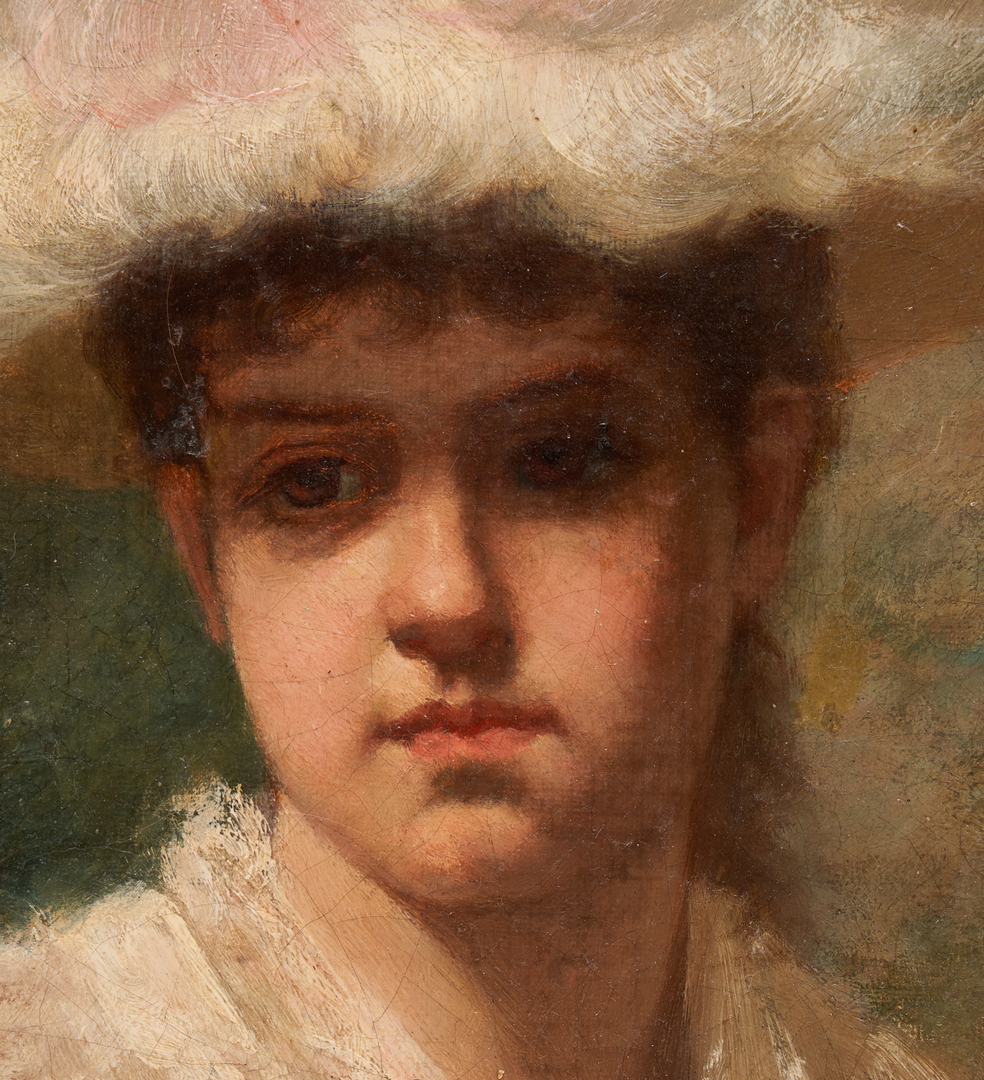 Lot 445: Oil Portrait of a Young Woman signed Bannister