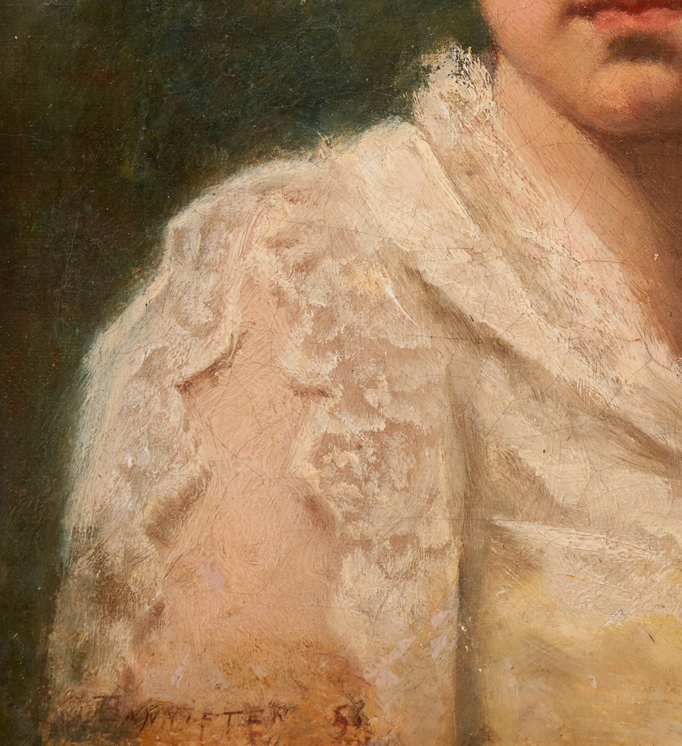 Lot 445: Oil Portrait of a Young Woman signed Bannister