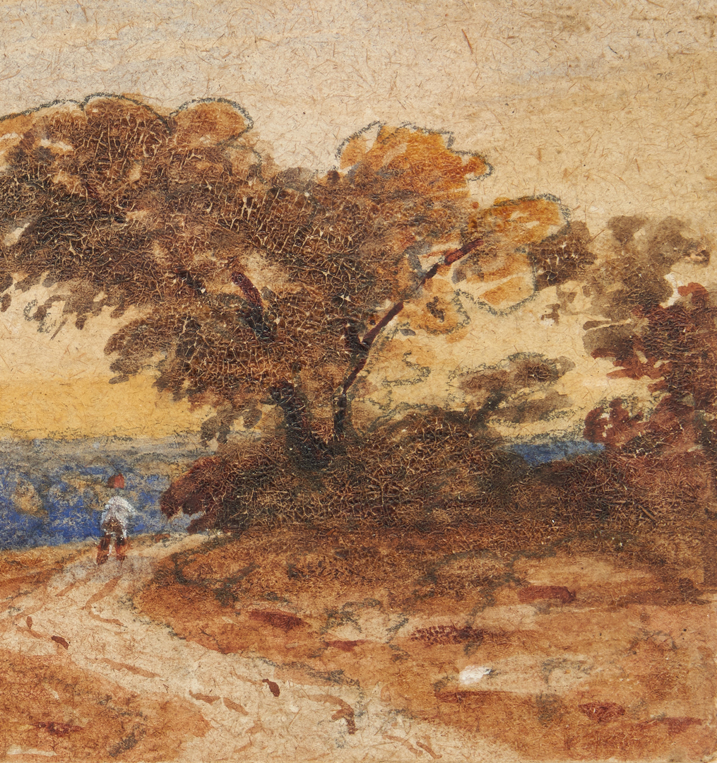 Lot 455: Charles Smith Varley W/C, Wooded Landscape with Figure in the Distance