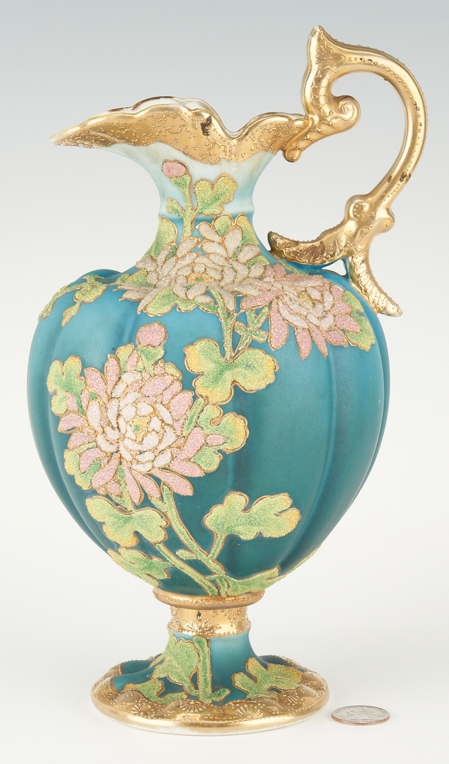 Lot 460: Nippon Coralene Porcelain Ewer