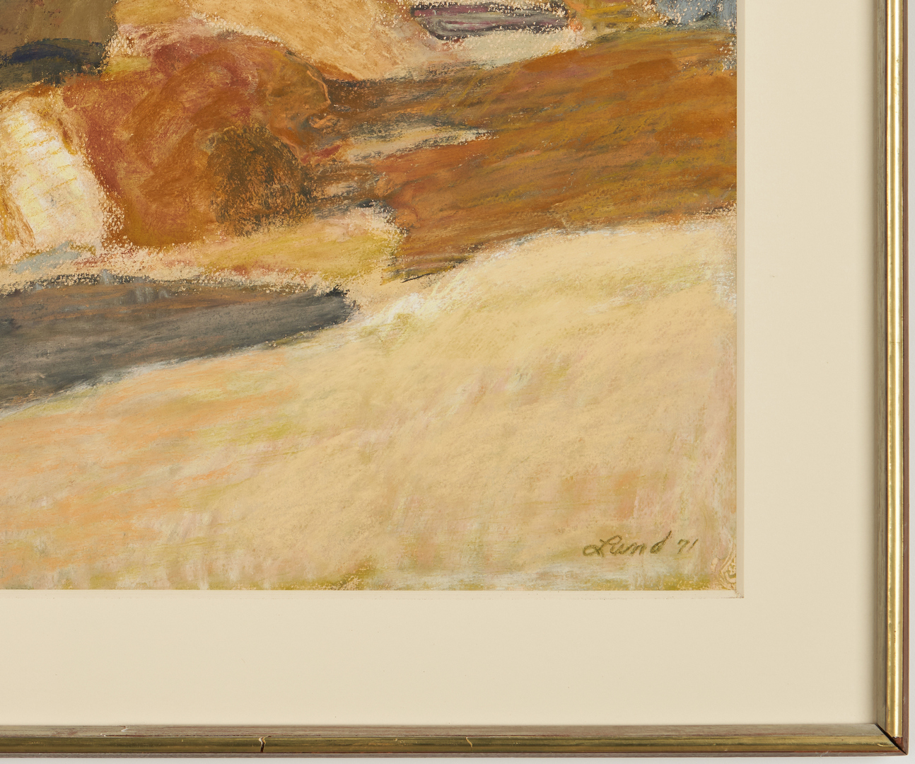 Lot 479: David Lund Abstract Pastel, Forms Along the Beach