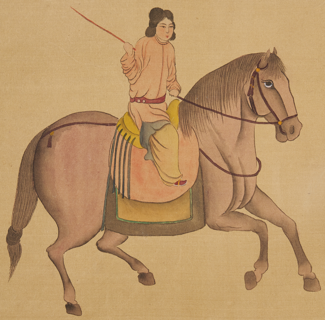 Lot 485: 4 Chinese Paintings on Silk, incl. Horses