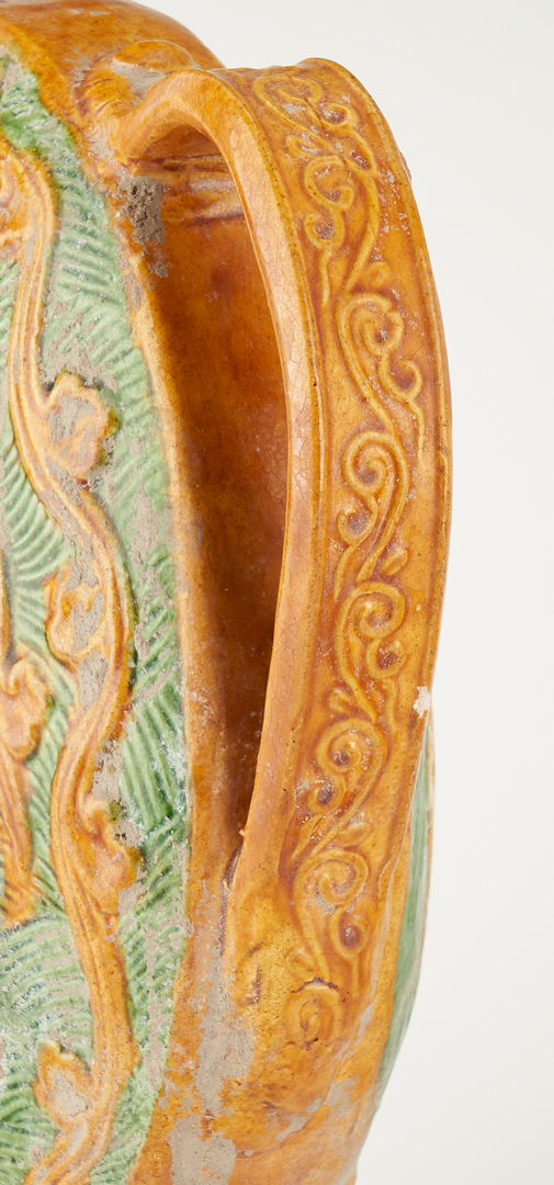 Lot 488: Chinese Sancai Glaze Ewer & Double Gourd Celadon Vase, 2 items