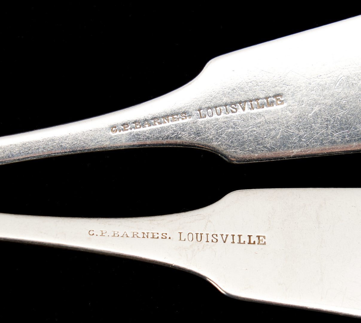 Lot 48: 32 Pcs. Louisville KY Coin Silver Flatware, C.P. Barnes