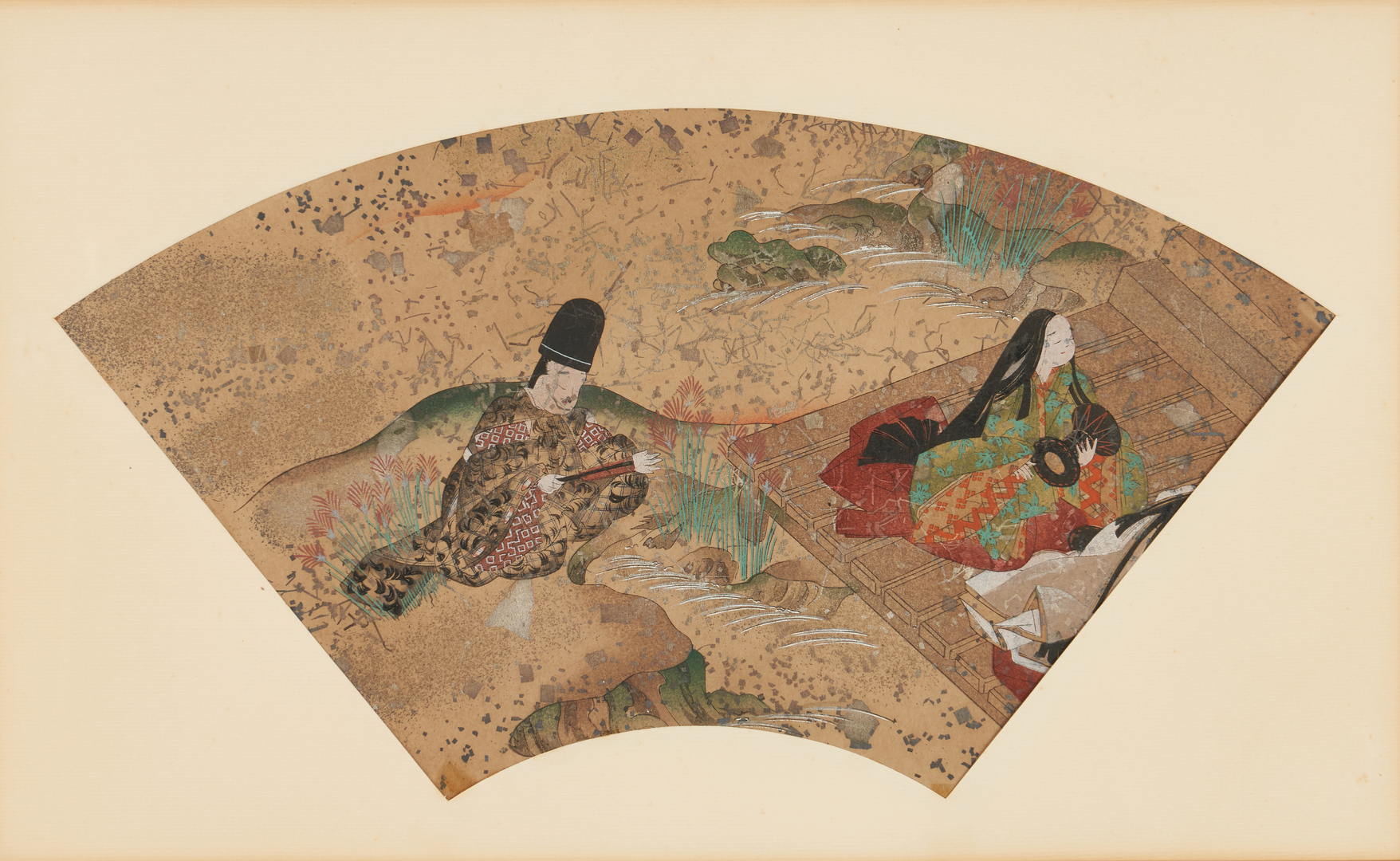 Lot 494: Japanese Porcelain & Fan Paintings, 6 Items