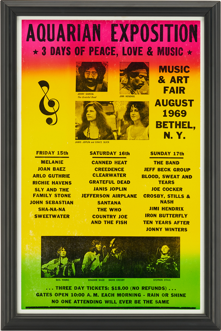 Lot 507: 3 Concert Posters, incl. 1969 Woodstock, Rolling Stones