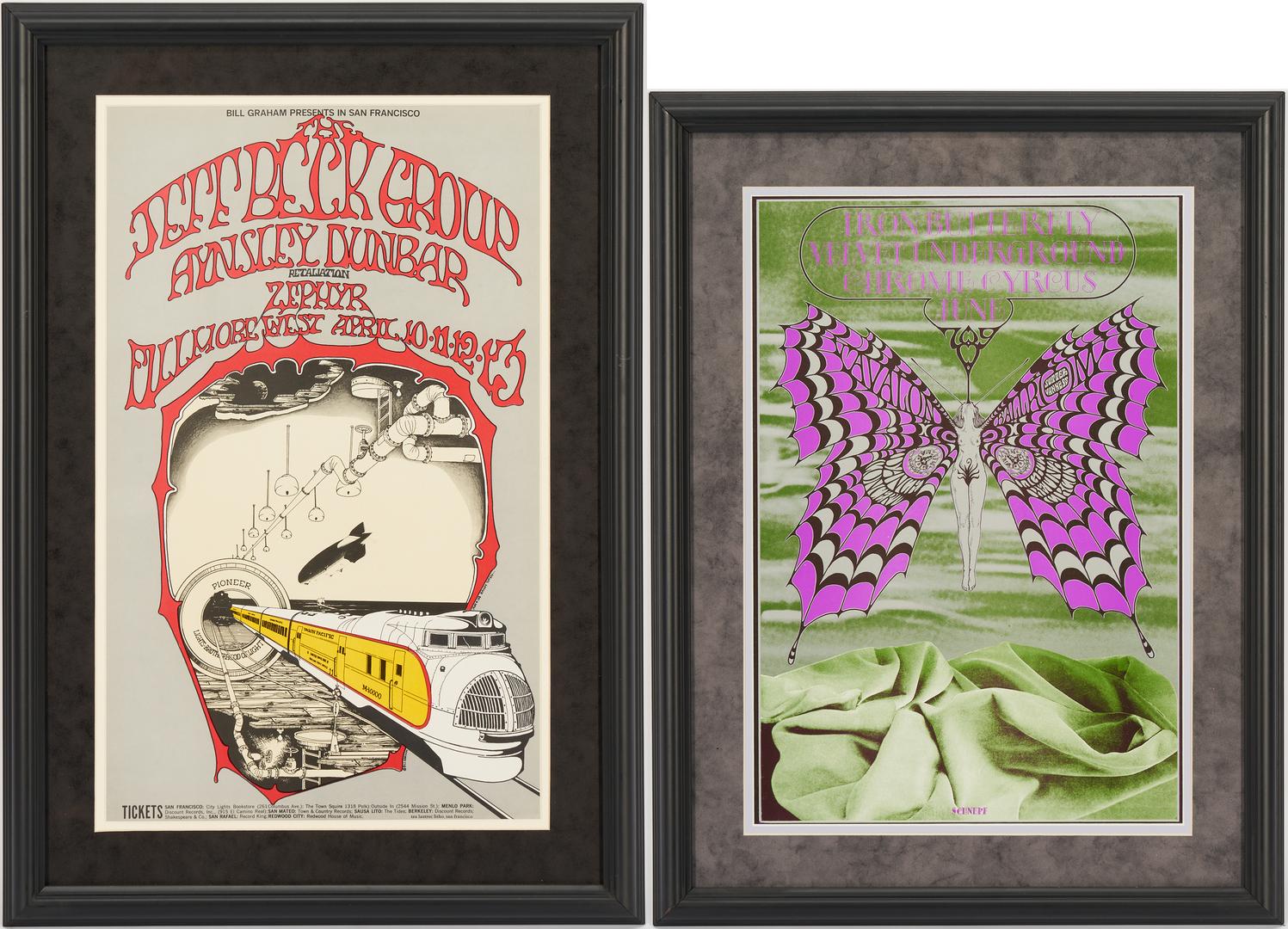 Lot 508: 2 Rock Posters – Jeff Beck + Iron Butterfly/Velvet U