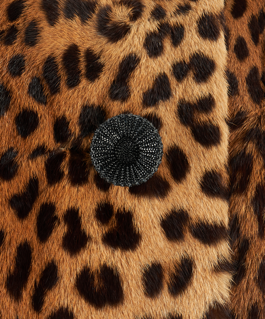 Lot 511: Ladies Vintage Leopard Fur Coat w/ Hat & Headband
