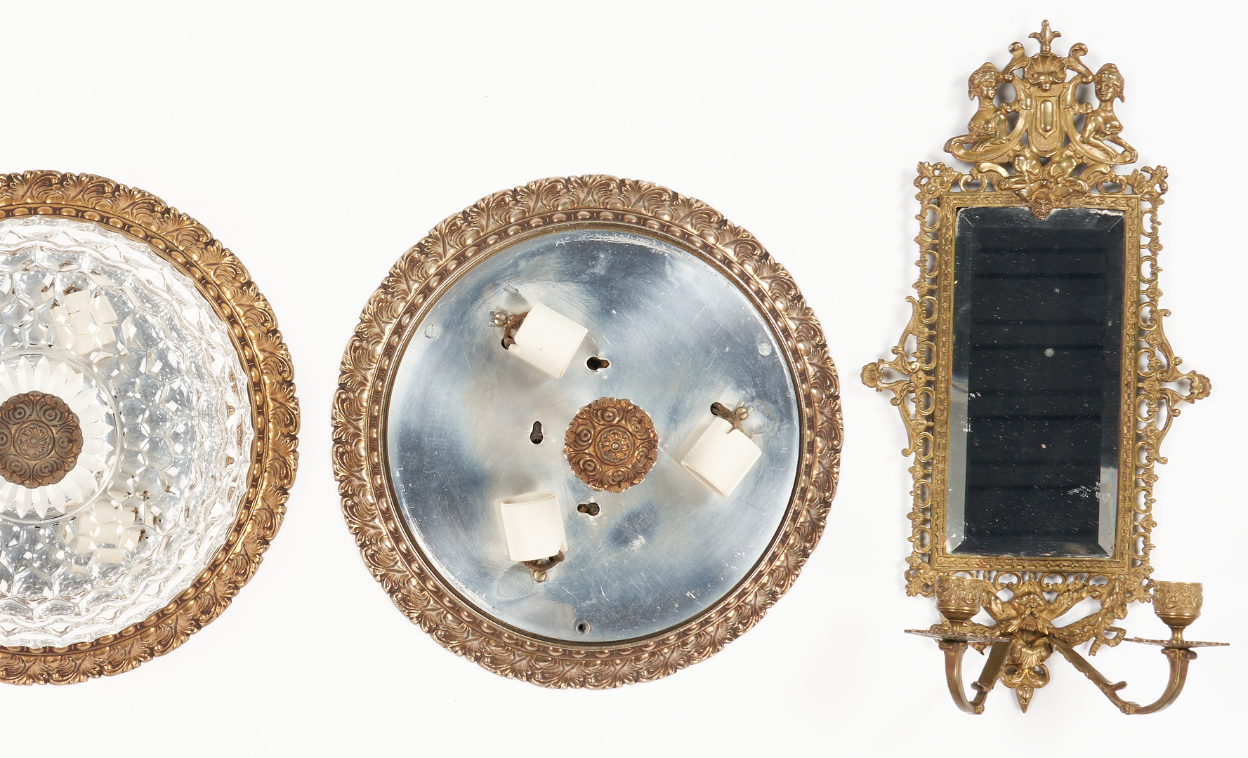 Lot 518: 3 Sherle Wagner Ceiling Fixtures & 2 French Sconces, 5 items